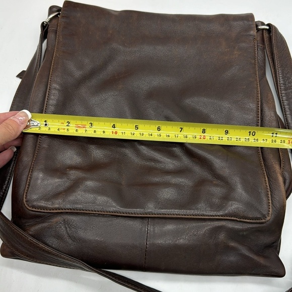 Bruno Rossi Brown Leather Messenger Style Crossbody Bag Made in Italy MCB6734R - Picture 12 of 15